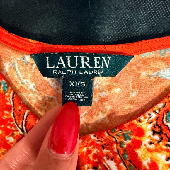 🔥Ralph Lauren Women's Orange Paisley Top Size XXS NWOT 🔥 - Picture 4 of 6